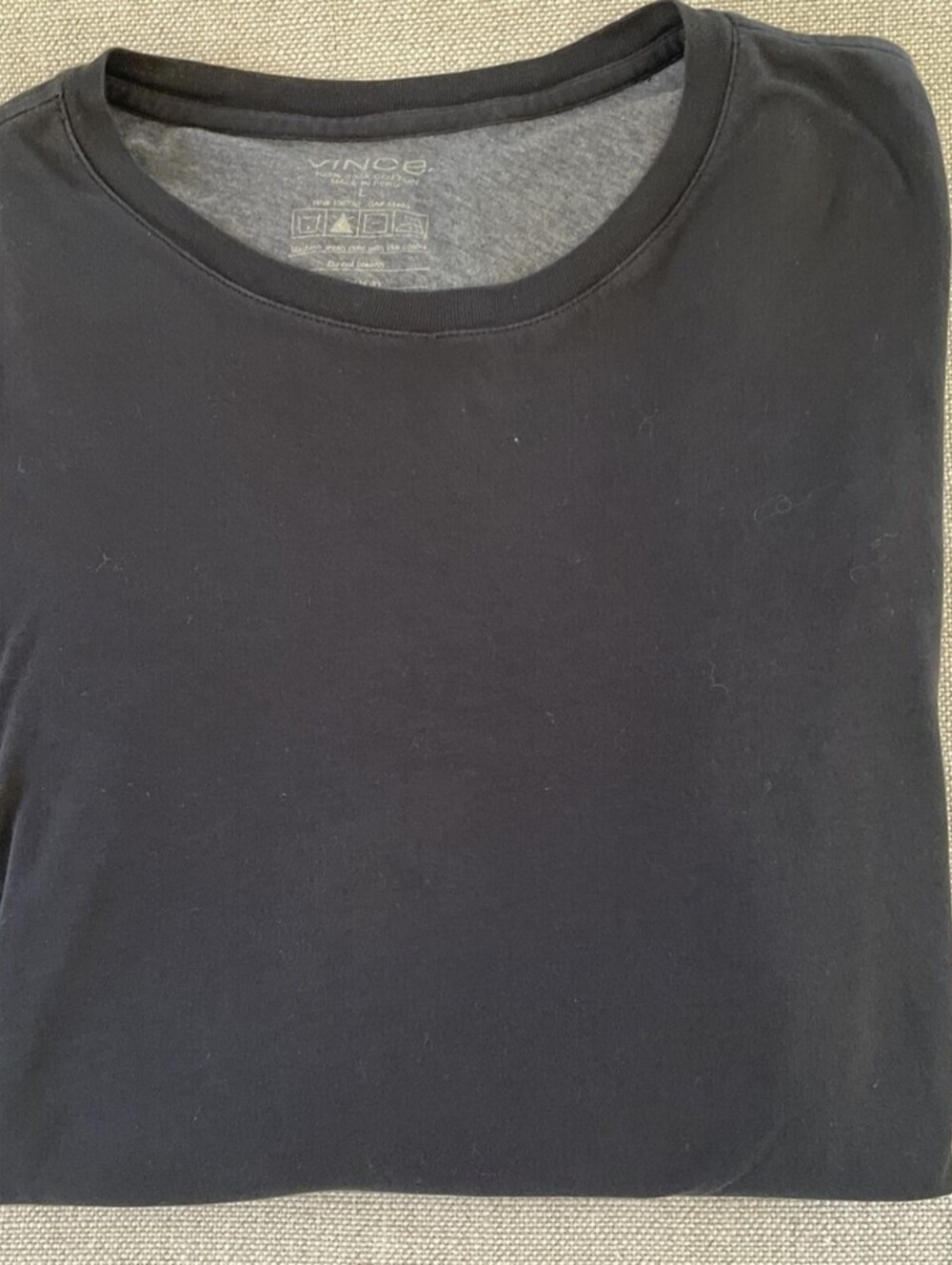 Vince Raglan 100% Double Faced Cotton T-Shirt Black L